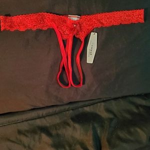 Red Crotchless Thongs